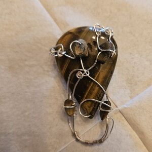 Wire Wrapped Tiger's Eye, Eye Glass Pin
